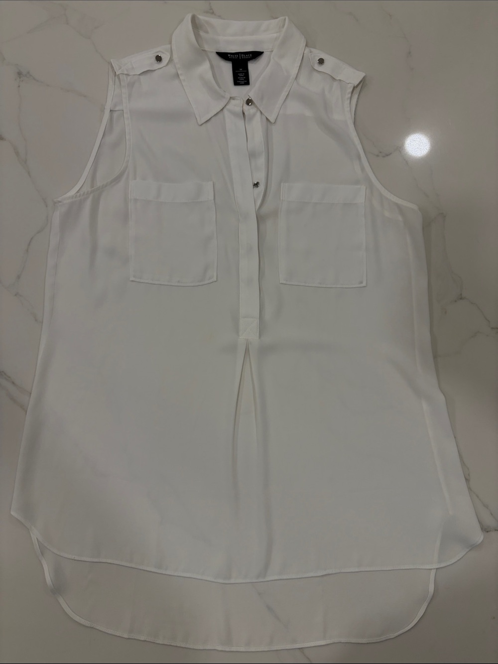 White House Black Market White Sleeveless  Blouse